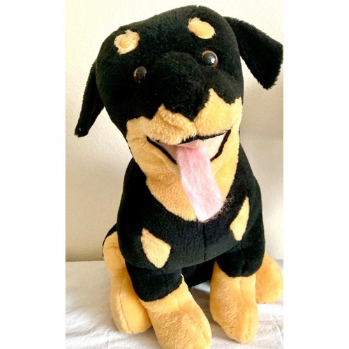 Vintage Plüschtier Stofftier HUND ROTWEILLER GROSS 18 Zoll x 11 Zoll schwarz braun TOYWORKS GEBRAUCHT, IN EINWANDFREIEM ZUSTAND - Bild 1 von 9