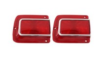 USA-Made! 1965 Chevelle Tail Light Lens w/ Chrome Trim - Pair NEW Trim Parts!