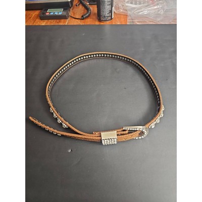 Unbranded Girls Brown Rhinestone Ostrich Belt Thin S/M