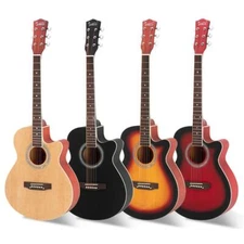 New 40" Glarry Spruce Wood 6 String Cutaway Acoustic Guitar with Bag