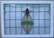 EDWARDIAN ENGLISH LEADED STAINED GLASS WINDOW TRANSOM ABSTRACT 30 1/2" x 21 1/2"