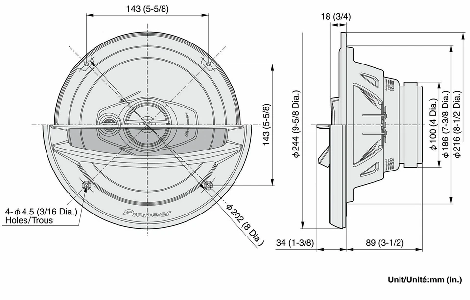 Pioneer TS-A2013i 20 cm 3-Wege-Lautsprecher 500 Watt RMS: 80 Watt - Bild 2 von 2