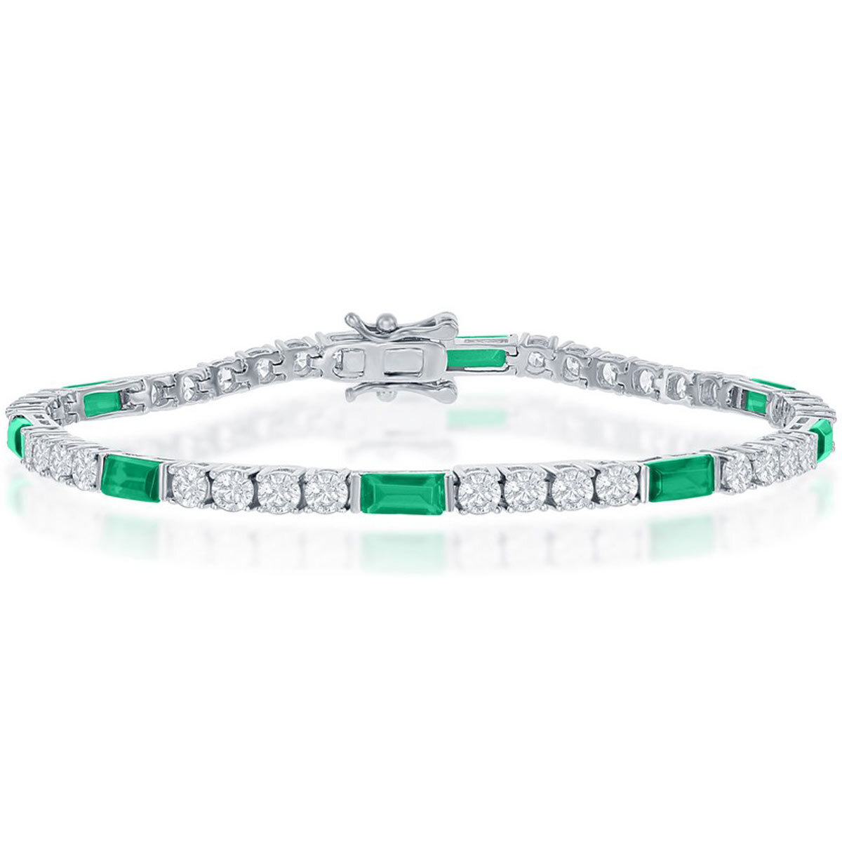 Классический женский браслет из стерлингового серебра с белым и голубым кубическим цирконием 17790₽