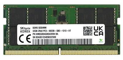 SK hynix 32GB DDR5 5600MHz SODIMM Laptop RAM 2Rx8 PC5-5600B-SB0