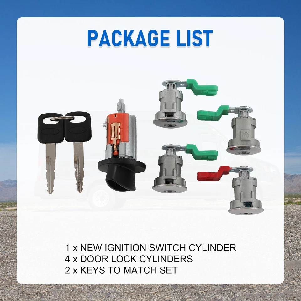 Juego de cilindro de encendido y cerradura de 4 puertas para furgoneta Ford Econoline E350 E250 E150 703369 Foto 2 de 4