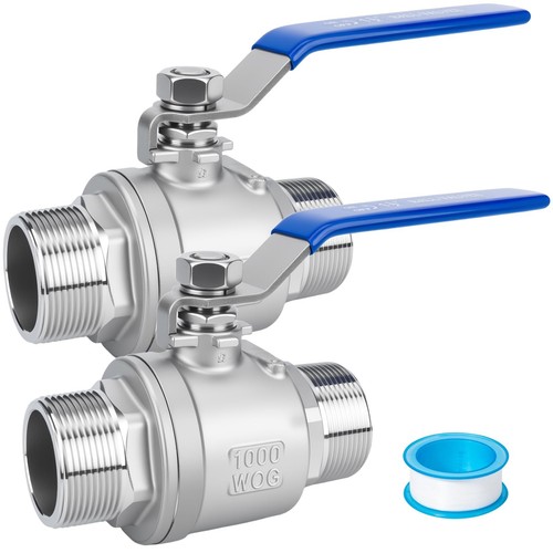 1-1/2 Inch NPT Ball Valve, Male Full Port Shut Off Valve for Plumbing Systems