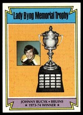 1974-75 Topps Hockey Card Johnny Bucyk Lady Byng Trophy #245 NM