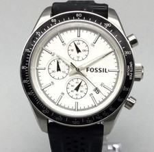 Fossil Chronograph Date Tachymeter Silver Black BQ2068 Watch 44mm