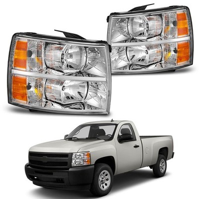 Pair Headlights Left & Right For 2007-2013 Chevy Silverado 1500 2500HD w/Bulbs