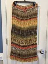 Vintage Alfred Dunner Boho Cottagecore Animal Print Maxi Skirt Prairie Size 12