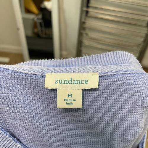 Sundance Floral Embroidered Waffle T-Shirt Blouse Periwinkle Blue size Medium - Picture 5 of 6