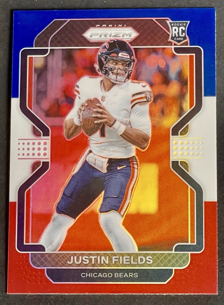 2021 Panini Prizm Justin Fields Rookie Red White & Blue Prizm RC #334 Bears