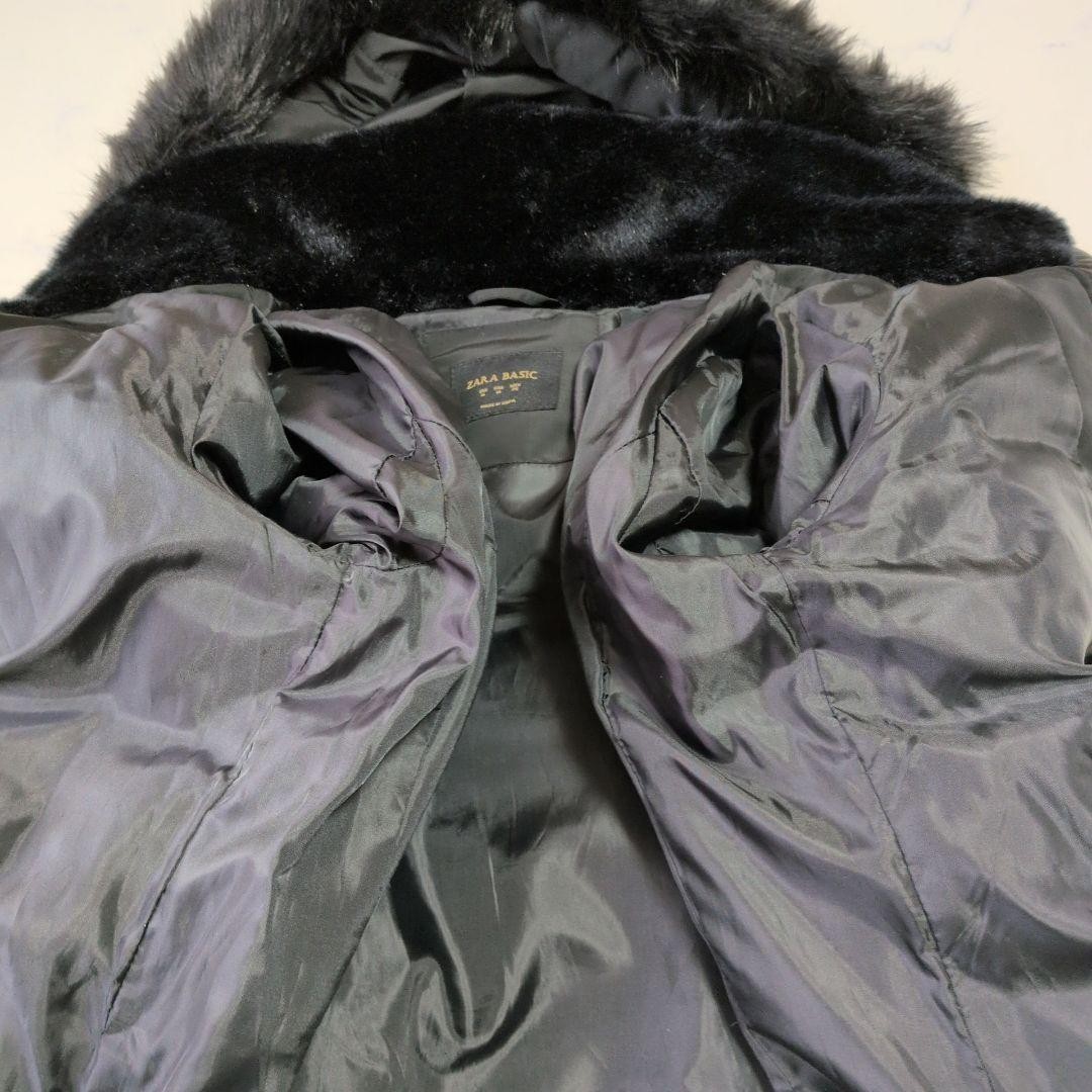 ZARA BASIC Belted Down Jacket Coat Size M Black F… - image 10