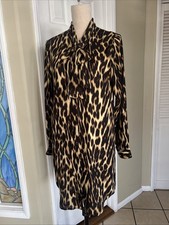 Michael Kors Dress  Leopard Print Size 8 Long Sleeves  ,Button Down ,New