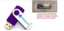 Reinstall,Repair,Recover..window 10 pro 32/64 bit USB,New, key is not included