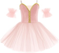 AFAVOM Ballet Leotards for Girls Christmas Velvet Camisole 11-12 Years, Pink