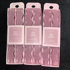 10” Set of 3 Pastel Pink Crepe Wavy Shaped Taper Candle Room Essentials