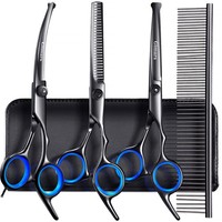 Hundepflege Fellpflege Set Rundspitze Titanbeschichtet Schwarz Hunde Katzen 5In1