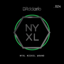 D'Addario NYNW024 NYXL Nickel Wound Electric Guitar Single String, .024