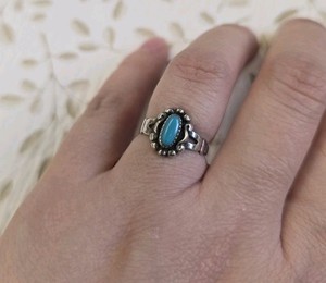 Sterling Silver 925 Turquoise Oval Ring Southwestern Style Size 4.75