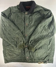 VTG Louis Philippe Quilted Jacket Green Corduroy Collar Button Front Mens M