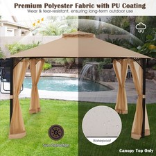 GAINOOM 368x303cm Patio Gazebo Air-Ventilated Canopy Party Tent w/Air Vent Brown