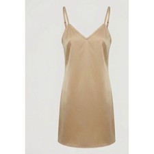 D&G Dolce & Gabbana Satin Slip Dress Womens S Beige Good Y2K Vintage Mini Dress