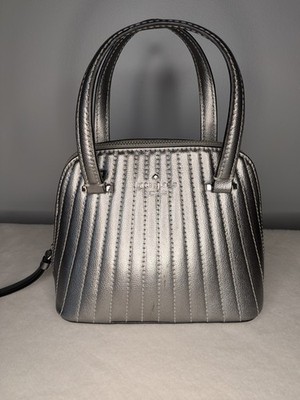 Kate Spade Metallic Silver Quilted Leather Mini Dome Satchel Top Handle Bag...