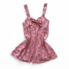 Vintage Victoria's Secret gold label tie front floral blush pink mini slip dress