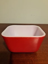 Pyrex Red Refrigerator Dish Rectangle 1950s No Lid Stamp Error 