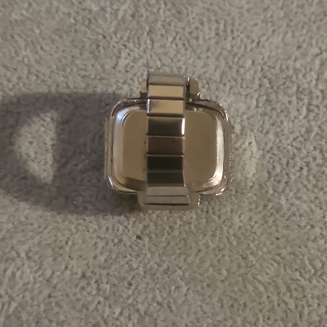 Rectangular Ring Watch Blue Face In Working Condi… - image 4