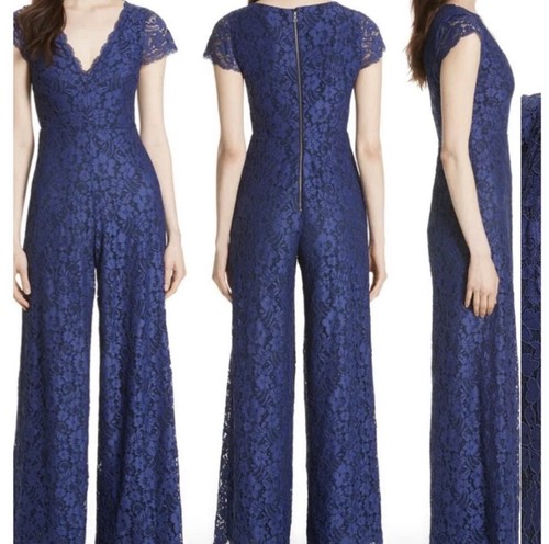 Alice & Olivia Navy Wide Leg Lace Jumpsuit. Size 0. Excellent Condition