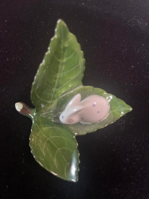 Herend Hand Painted Bunny Rabbit on Leaf