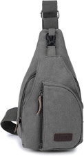 Crossbody Sling Backpack Canvas Small Sling Bag Hiking Daypack Rucksack for Men