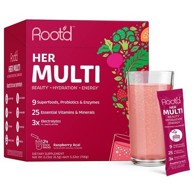 Root'd Multivitamin Powder for Women - 25 Vitamins & Minerals with 3X Electro...