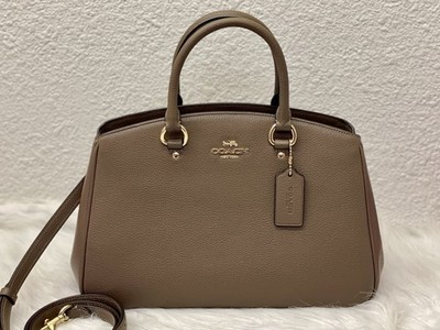 COACH CAL56 Savannah Carryall Bag Refined Pebble Leather Gold/Dark stone NWT