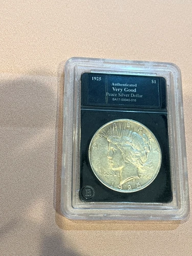 1925 US Peace Silver Dollar AUTHENTICATED VERY GOOD