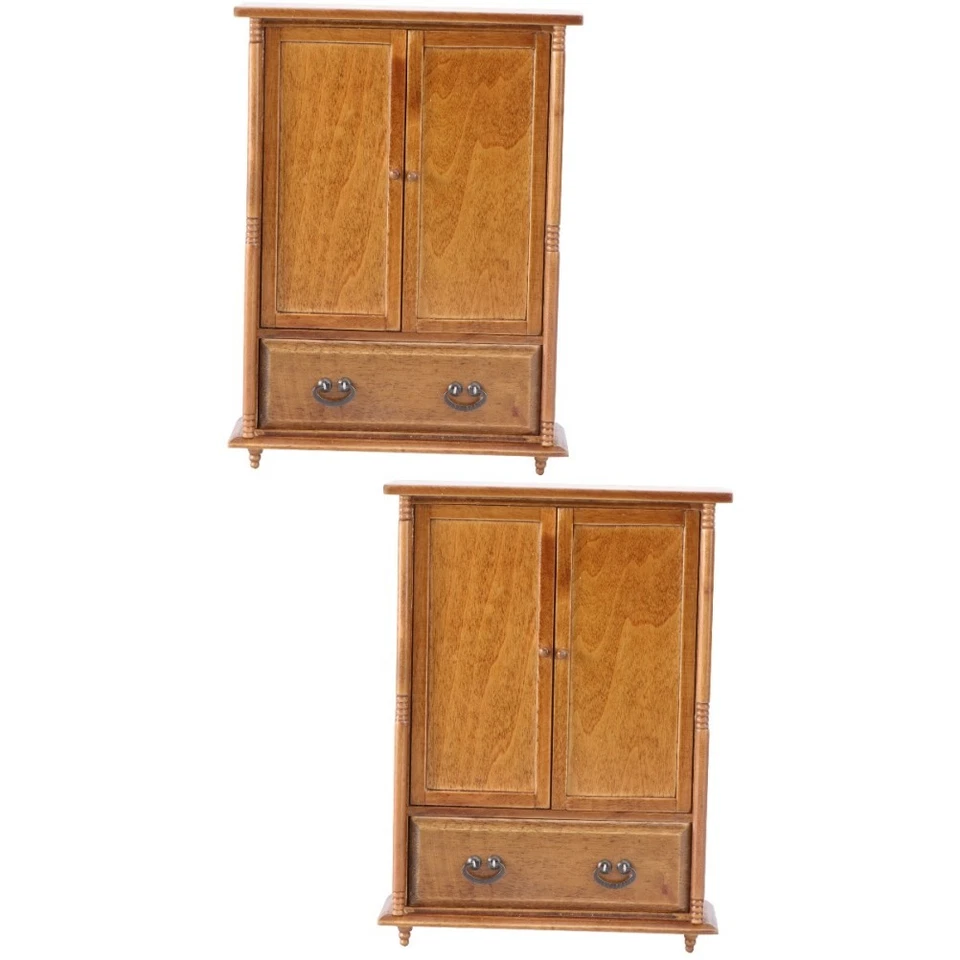  2 stücke Mini Haus Zubehör Retro Mini Möbel Modell Miniatur Kleiderschrank