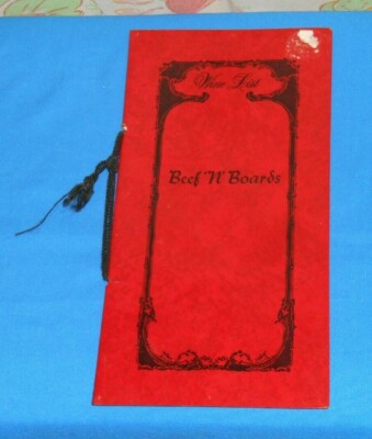 vintage BEEF 'N' BOARDS WINE LIST menu