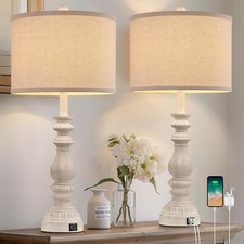 28.5" Tall Farmhouse Table Lamps Set of 2 for Living Room Rustic Bedside Lamp...