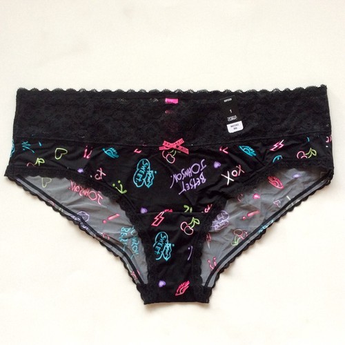 Torrid Plus Womens Betsey Johnson Neon Dreams Second Skin Shine Hipster Panty 1X
