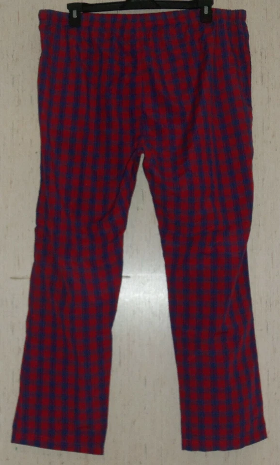 NEW MENS EMBASSY RED & ROYAL BLUE PLAID PAJAMA / LOUNGE PANTS  SIZE 2XL - Image 2 of 3