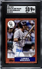LARRY WALKER 2022 Topps '87 Topps Design Red Auto /25 #87BA-LW Colorado Rockies