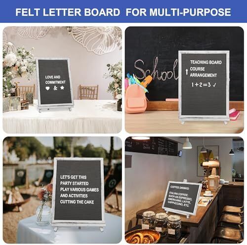 12" x 16" Double Sided Chalk Board with Stand, Felt Letter Board Sign Wooden Fra - Picture 6 of 7