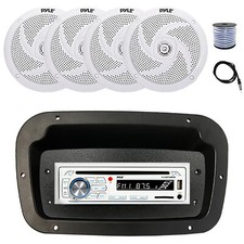 Pyle Marine CD Radio,Adapter,Spa Bezel, Antenna,Wire, 4x 6'' 240W White Speakers