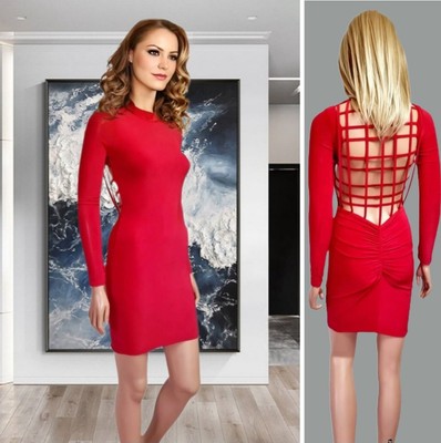red bodycon dress pretty little thing Pretty Little Thing Womens Red One Shoulder Cut Out Bodycon Red Dress   Stockpoint Apparel Outlet