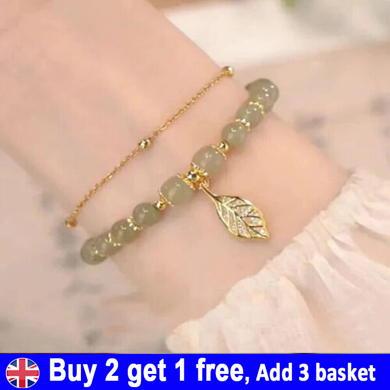 Hetian Jade Gold Leaf Bracelet Natural Gold Branch Jade Women Leaf