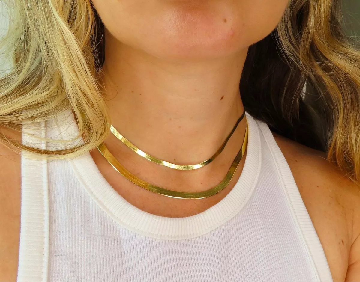 9ct gold shop flat herringbone necklace