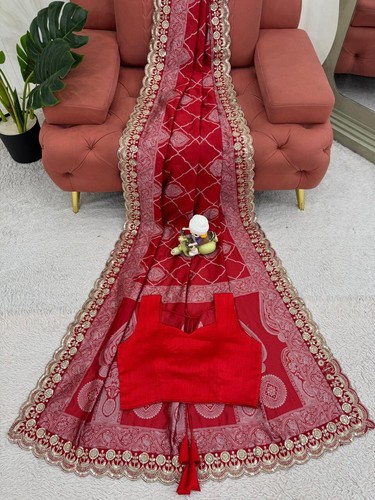 Lanzamiento Nuevo Sari de Seda Kota con Elegante Blusa para Boda - Imagen 6 de 11