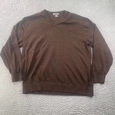 Daniel Cremieux Knit Sweater Mens 2XL Supima Cotton Brown V Neck